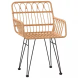 2 db fekete PE rattan karfás kerti szék 56 x 64 x 80 cm
