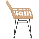2 db fekete PE rattan karfás kerti szék 56 x 64 x 80 cm