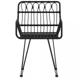 2 db fekete PE rattan karfás kerti szék 56 x 64 x 80 cm