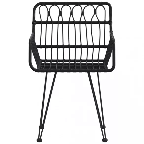 2 db fekete PE rattan karfás kerti szék 56 x 64 x 80 cm