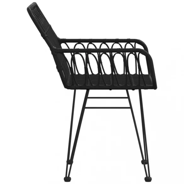 2 db fekete PE rattan karfás kerti szék 56 x 64 x 80 cm