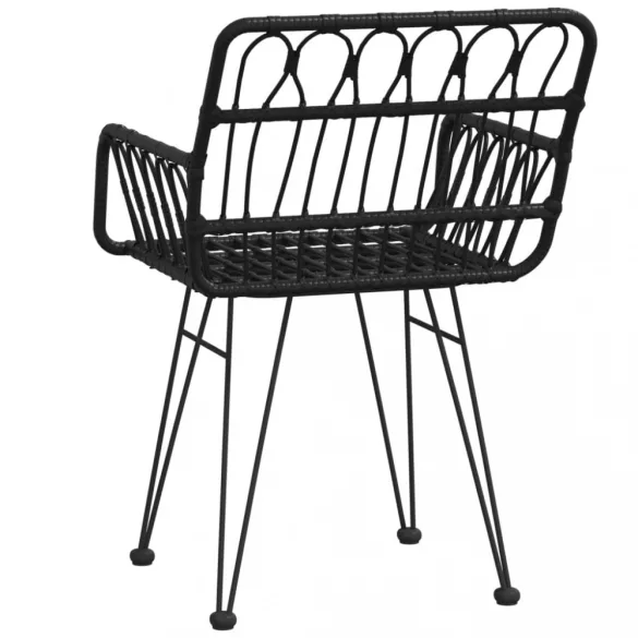 2 db fekete PE rattan karfás kerti szék 56 x 64 x 80 cm