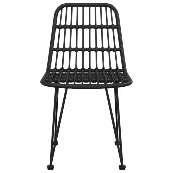 2 db fekete polietilén rattan kerti szék 48 x 62 x 84 cm