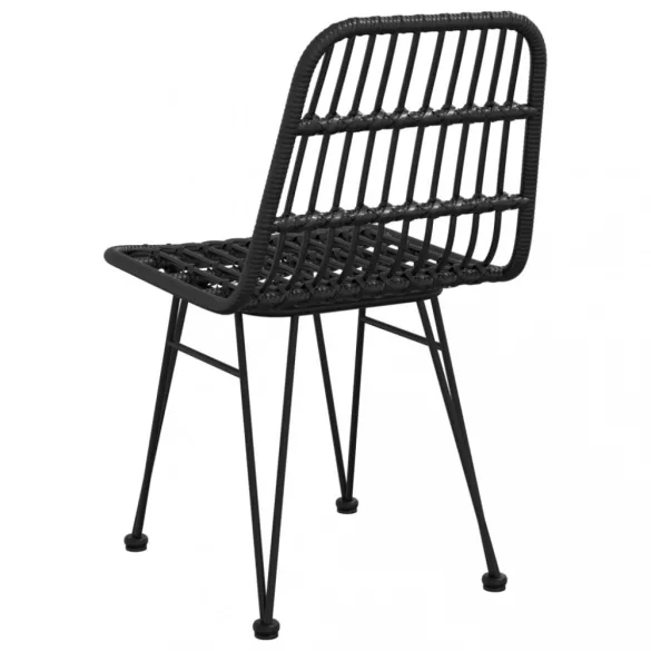 2 db fekete polietilén rattan kerti szék 48 x 62 x 84 cm