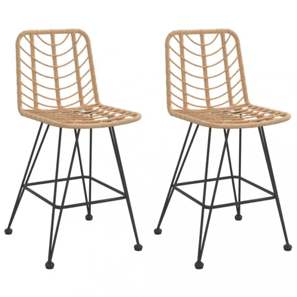 2 db bárszék polietilén rattan és acél 45 x 56 x 103,5 cm