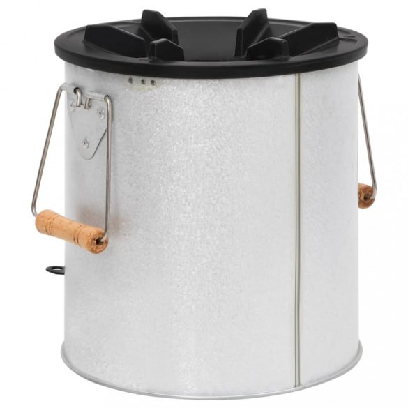 ezüstszínű acél fatüzelésű kempingtűzhely 45 x 25 x 26 cm