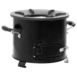 fekete fém fatüzelésű kempingtűzhely 36 x 26 x 22,5 cm