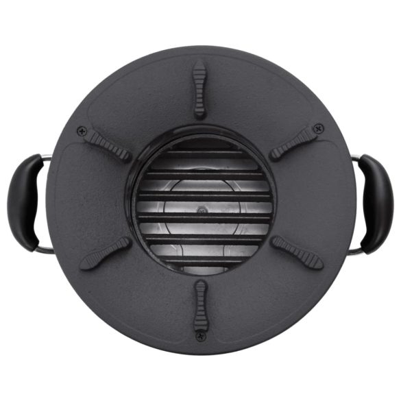 fekete fém fatüzelésű kempingtűzhely 36 x 26 x 22,5 cm