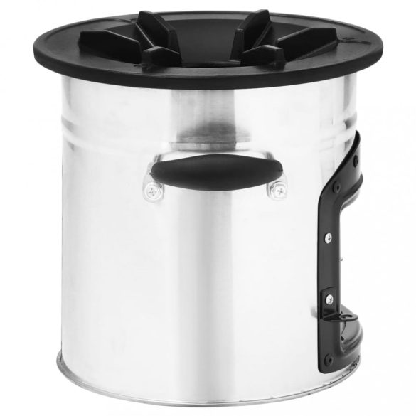 ezüstszínű acél fatüzelésű kempingtűzhely 45,5 x 33 x 25,5 cm