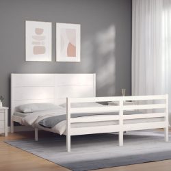 fehér tömör fa ágykeret fejtámlával King Size