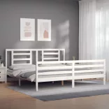tömör fa ágykeret fejtámlával 200 x 200 cm