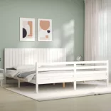 tömör fa ágykeret fejtámlával 200 x 200 cm