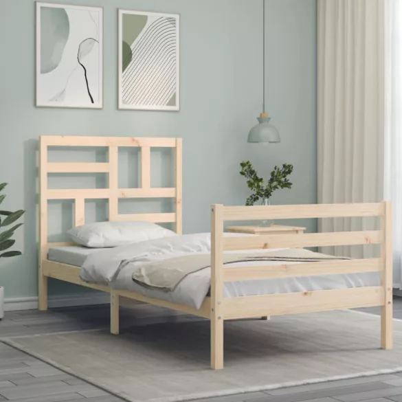 tömör fa ágykeret fejtámlával 100 x 200 cm