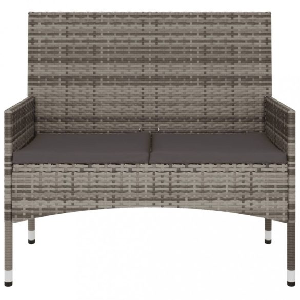 2 személyes szürke polyrattan kerti kanapé párnával