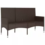 3 személyes barna polyrattan kerti kanapé párnával