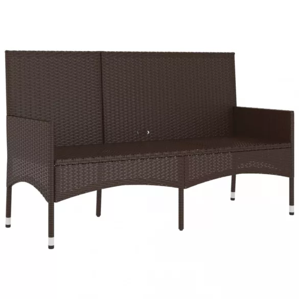 3 személyes barna polyrattan kerti kanapé párnával