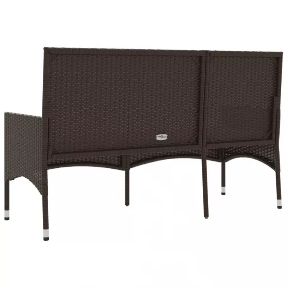 3 személyes barna polyrattan kerti kanapé párnával