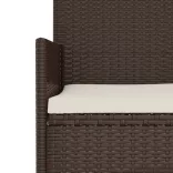 3 személyes barna polyrattan kerti kanapé párnával