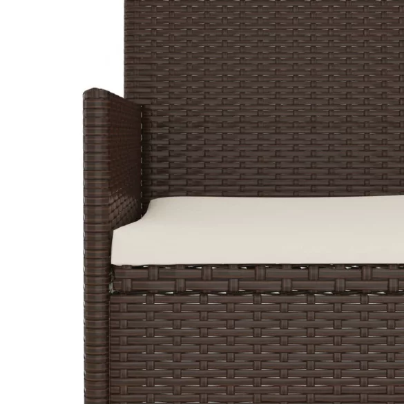 3 személyes barna polyrattan kerti kanapé párnával