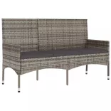 3 személyes szürke polyrattan kerti kanapé párnával