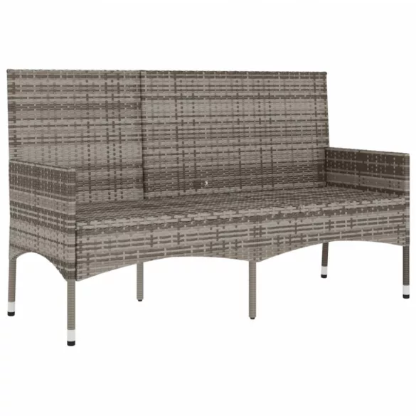 3 személyes szürke polyrattan kerti kanapé párnával
