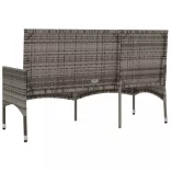 3 személyes szürke polyrattan kerti kanapé párnával