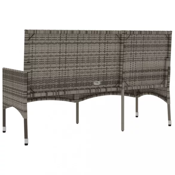 3 személyes szürke polyrattan kerti kanapé párnával