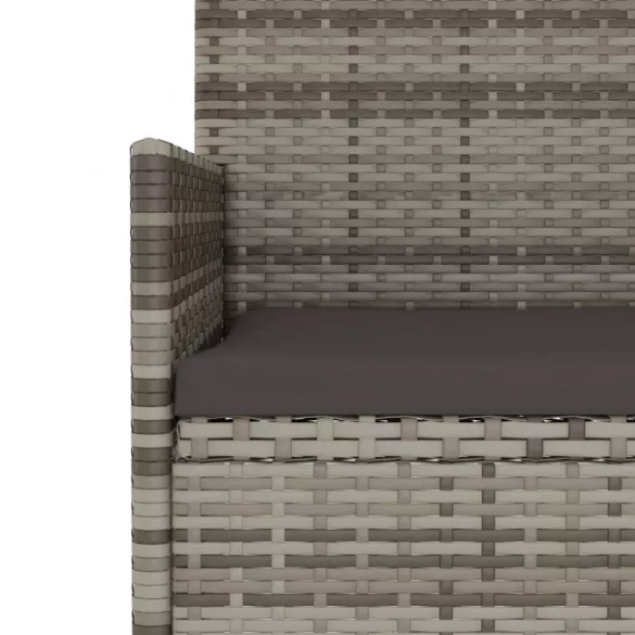 3 személyes szürke polyrattan kerti kanapé párnával
