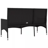 fekete 3 személyes polyrattan kerti pad párnával