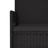 fekete 3 személyes polyrattan kerti pad párnával