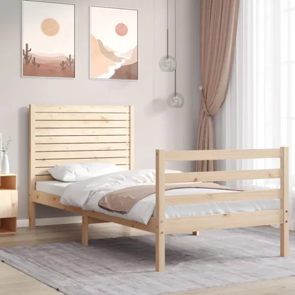 tömör fa ágykeret fejtámlával 100 x 200 cm