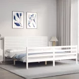 tömör fa ágykeret fejtámlával 200 x 200 cm