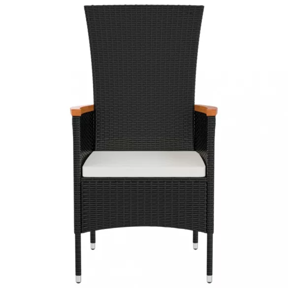 2 db fekete polyrattan kerti szék párnával