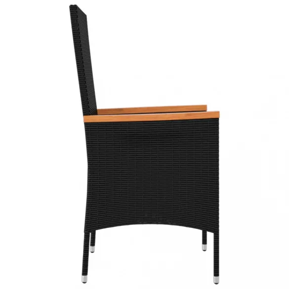2 db fekete polyrattan kerti szék párnával