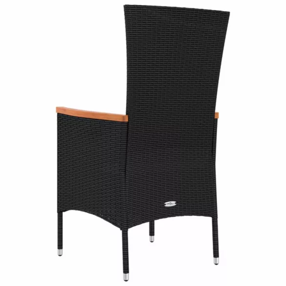 2 db fekete polyrattan kerti szék párnával