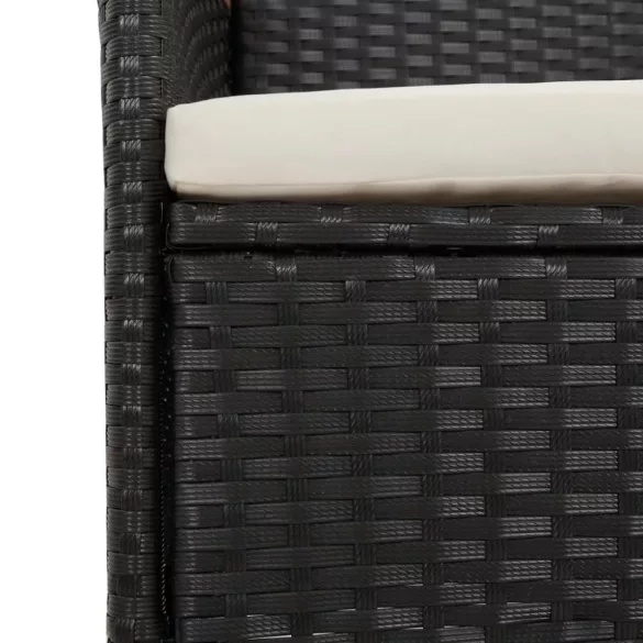 2 db fekete polyrattan kerti szék párnával