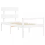 fehér tömör fa ágy időseknek fejtámlával Single