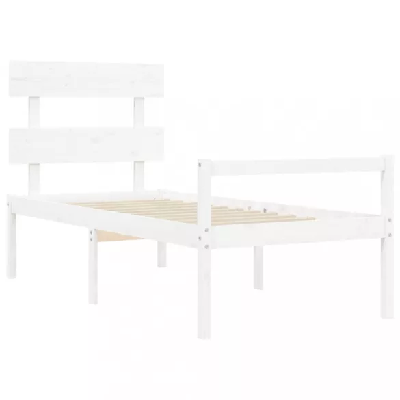 fehér tömör fa ágy időseknek fejtámlával Single