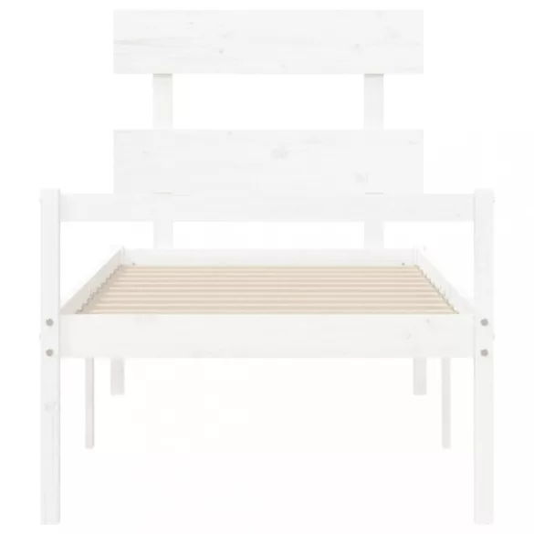 fehér tömör fa ágy időseknek fejtámlával Single