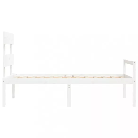 fehér tömör fa ágy időseknek fejtámlával Single