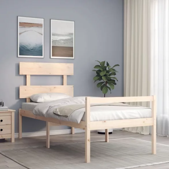 tömör fa ágy időseknek fejtámlával 90x200 cm