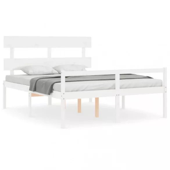 fehér tömör fa ágy időseknek fejtámlával 160x200 cm