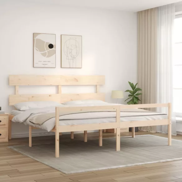tömör fa ágy időseknek fejtámlával Super King Size