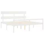 fehér tömör fa ágy időseknek fejtámlával Super King Size