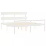 fehér tömör fa ágy időseknek fejtámlával 200x200 cm