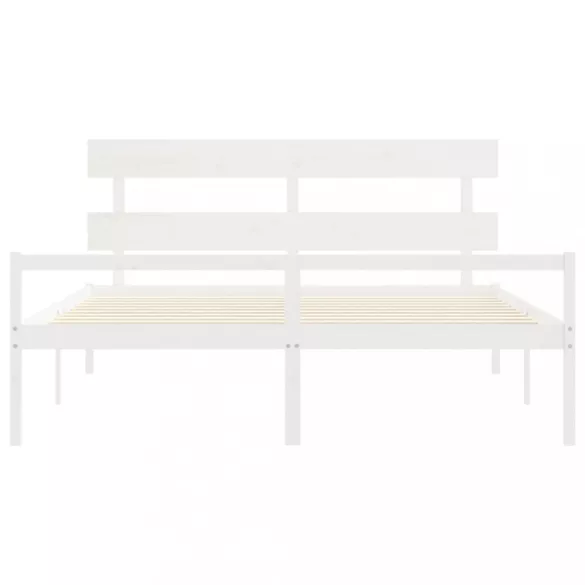 fehér tömör fa ágy időseknek fejtámlával 200x200 cm