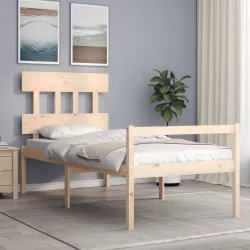 tömör fa ágy időseknek fejtámlával 90x200 cm