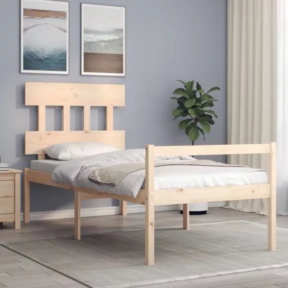 tömör fa ágy időseknek fejtámlával 90x200 cm