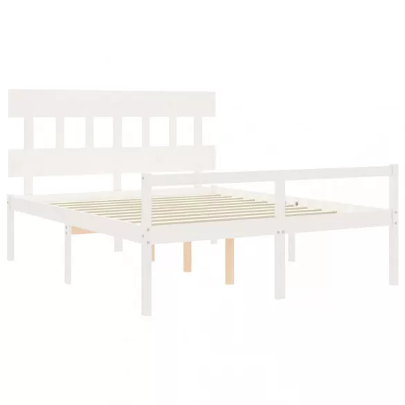 fehér tömör fa ágy időseknek fejtámlával 160x200 cm