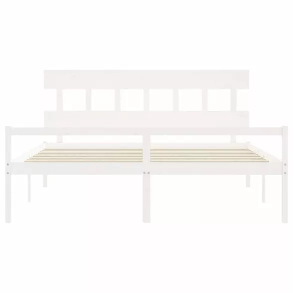 fehér tömör fa ágy időseknek fejtámlával 200x200 cm